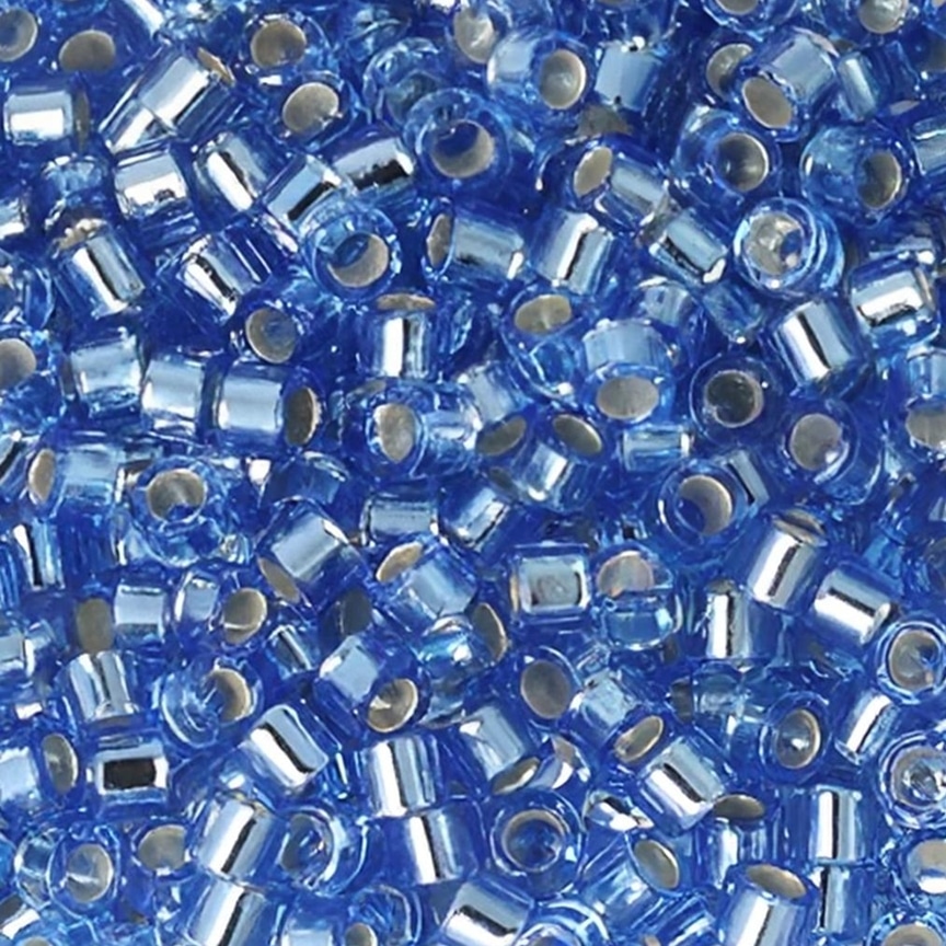 DB1210 Miyuki Delica Seed Beads 11/0 Silver Lined Azure Blue 7.2GM