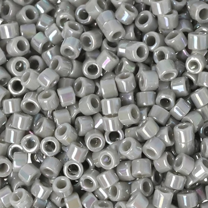 DB0081 Miyuki Delica Seed Beads 11/0 Lined Dark Gray AB 7.2GM