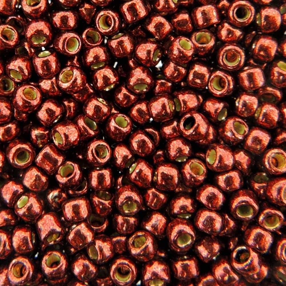 Toho Seed Beads Round Size 8/0 PermaFinish Galvanized Brick Red 28GM 8-PF564