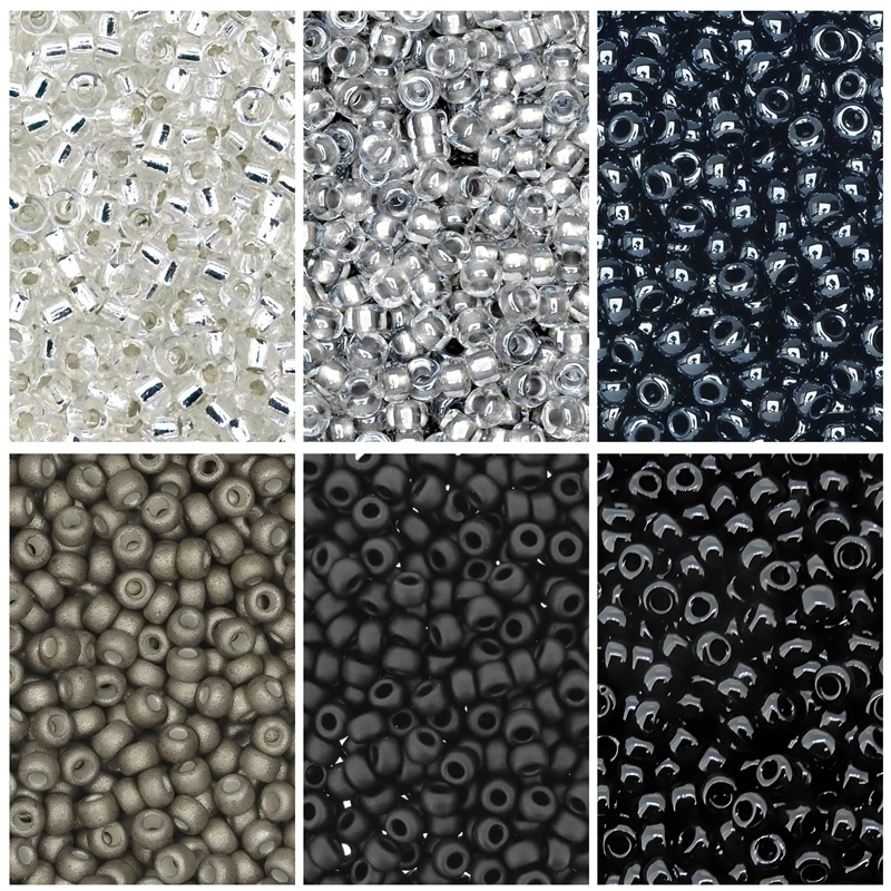 Miyuki Round Seed Beads Size 11/0 51GM Tuxedo Combo 6-Color Set
