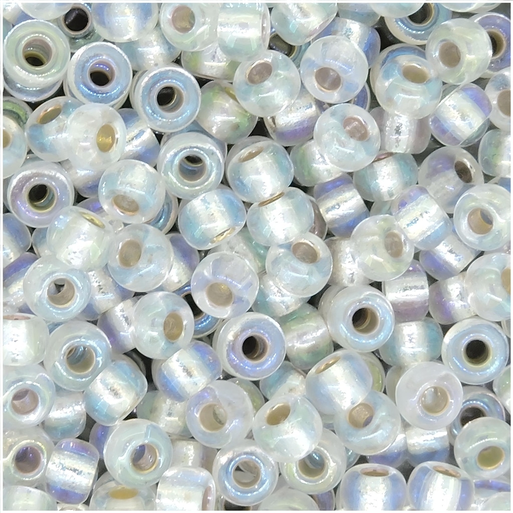Miyuki Round Seed Beads 6/0 Silver Lined Crystal AB 20GM 6-1001