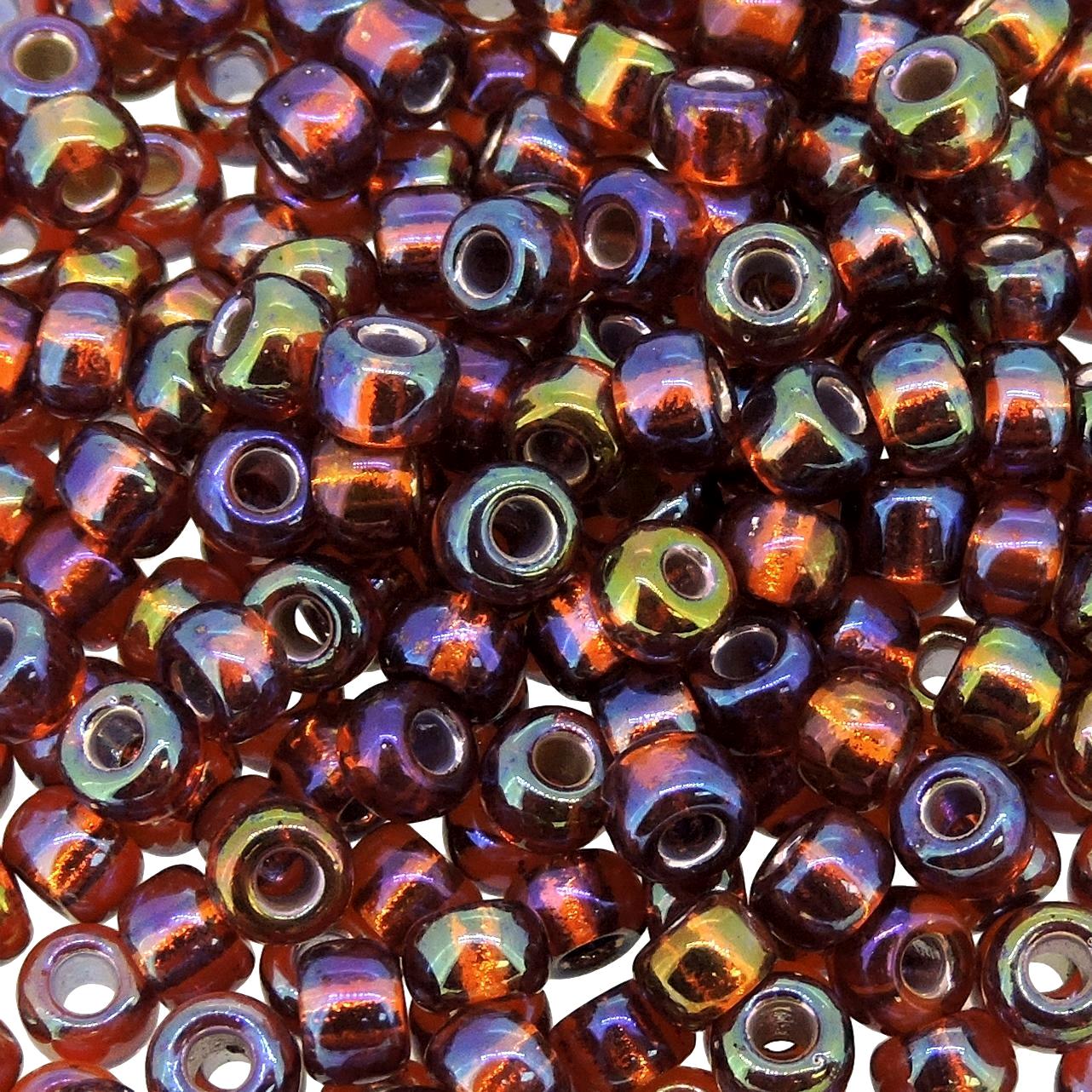 Miyuki Round Seed Beads 6/0 Silver Lined Dark Topaz AB 20GM 6-1005