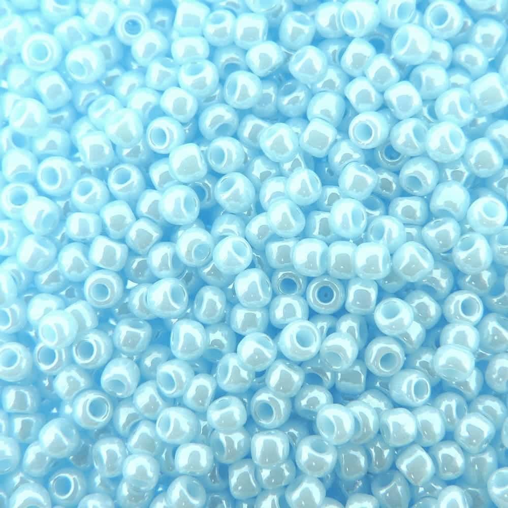 Toho Seed Beads Round Size 11/0 28GM Opaque Lustered Pale Blue 11-124