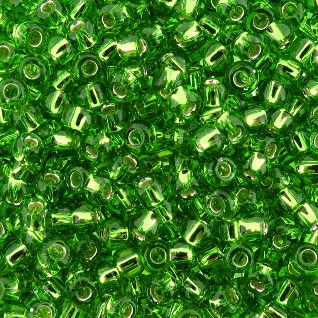 Toho Seed Beads Round Size 11/0 25GM Silver Lined Kelly Green