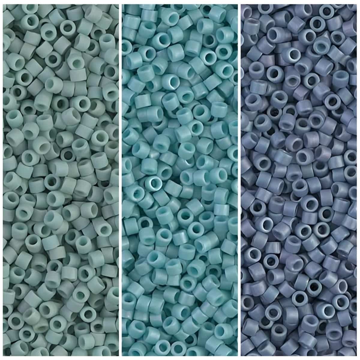 Set of 3 Colors, 21GM Miyuki Delica Seed Beads 11/0 Matte Metallic Ocean