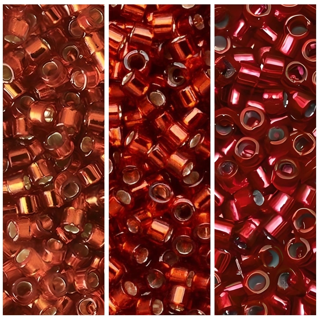 Set of 3 Colors 21GM Miyuki Delica Seed Beads 11/0 Silver Lined Fire Collection