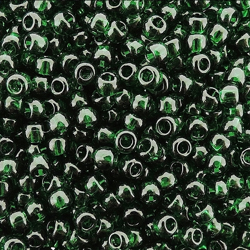 Toho Seed Beads Round Size 11/0 25GM Transparent Dark Emerald Green