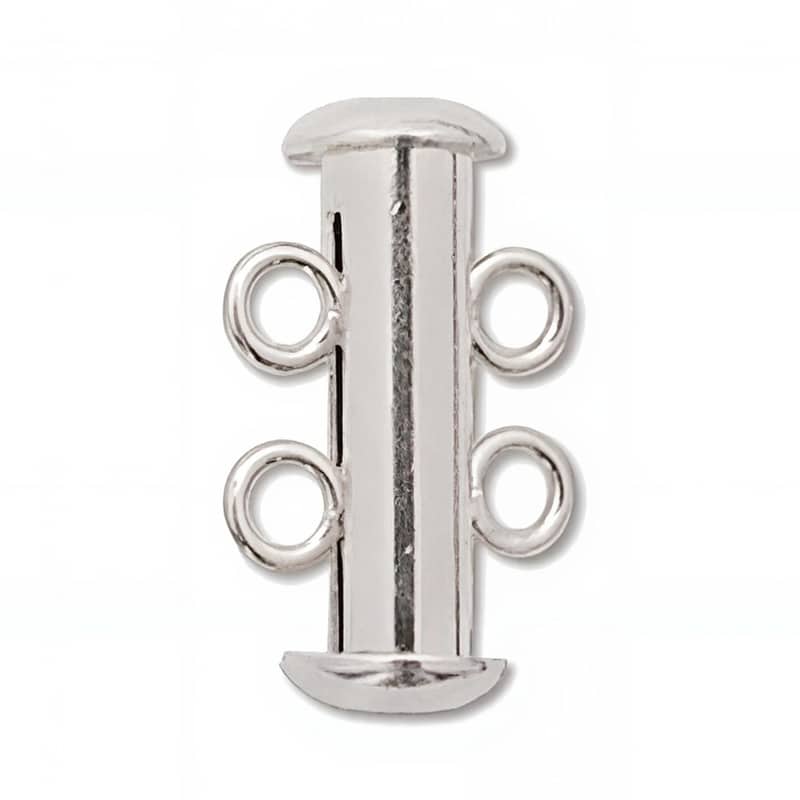 Slide Lock Clasps 2-Strand Silver Plated 16mm. Pack of 3