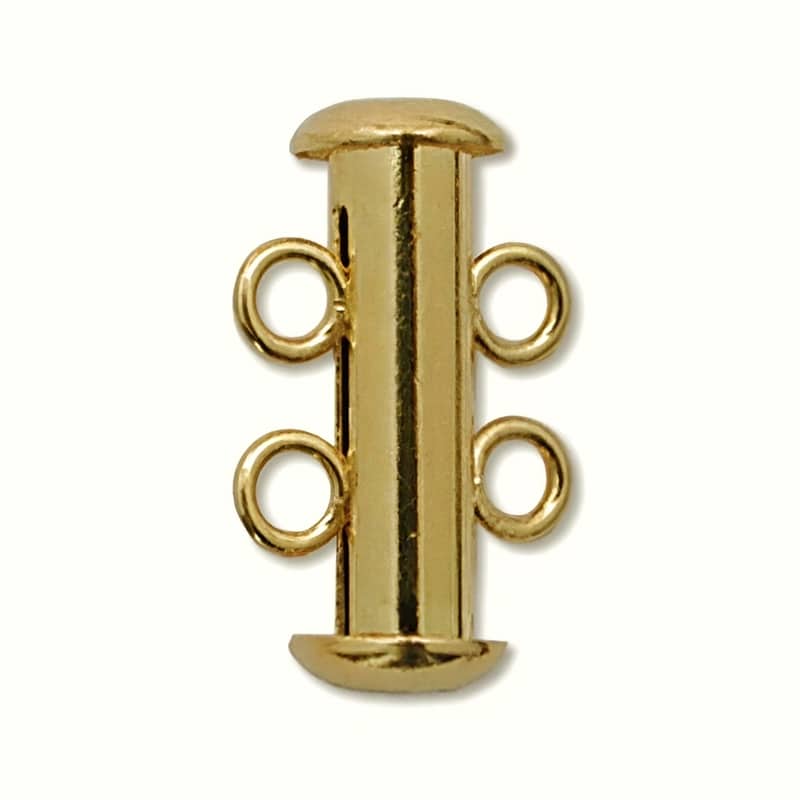 Slide Lock Clasps 2-Strand Gold Plated 16mm. Pack of 3