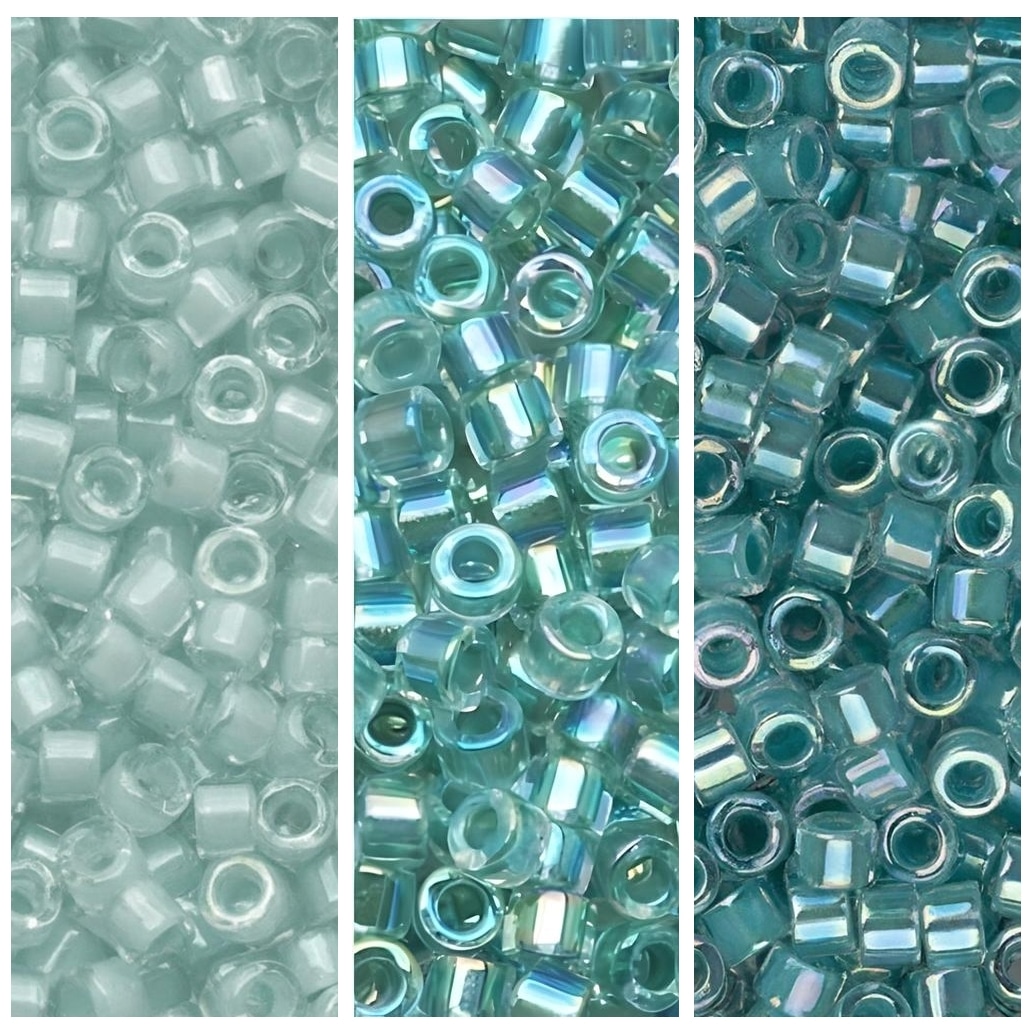 Set of 3 Colors 21GM Miyuki Delica Seed Beads Seafoam Mist Collection