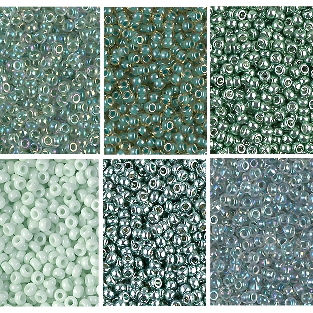 Set of 6 Colors Miyuki Seed Beads Size 11/0 51GM Seafoam Collection