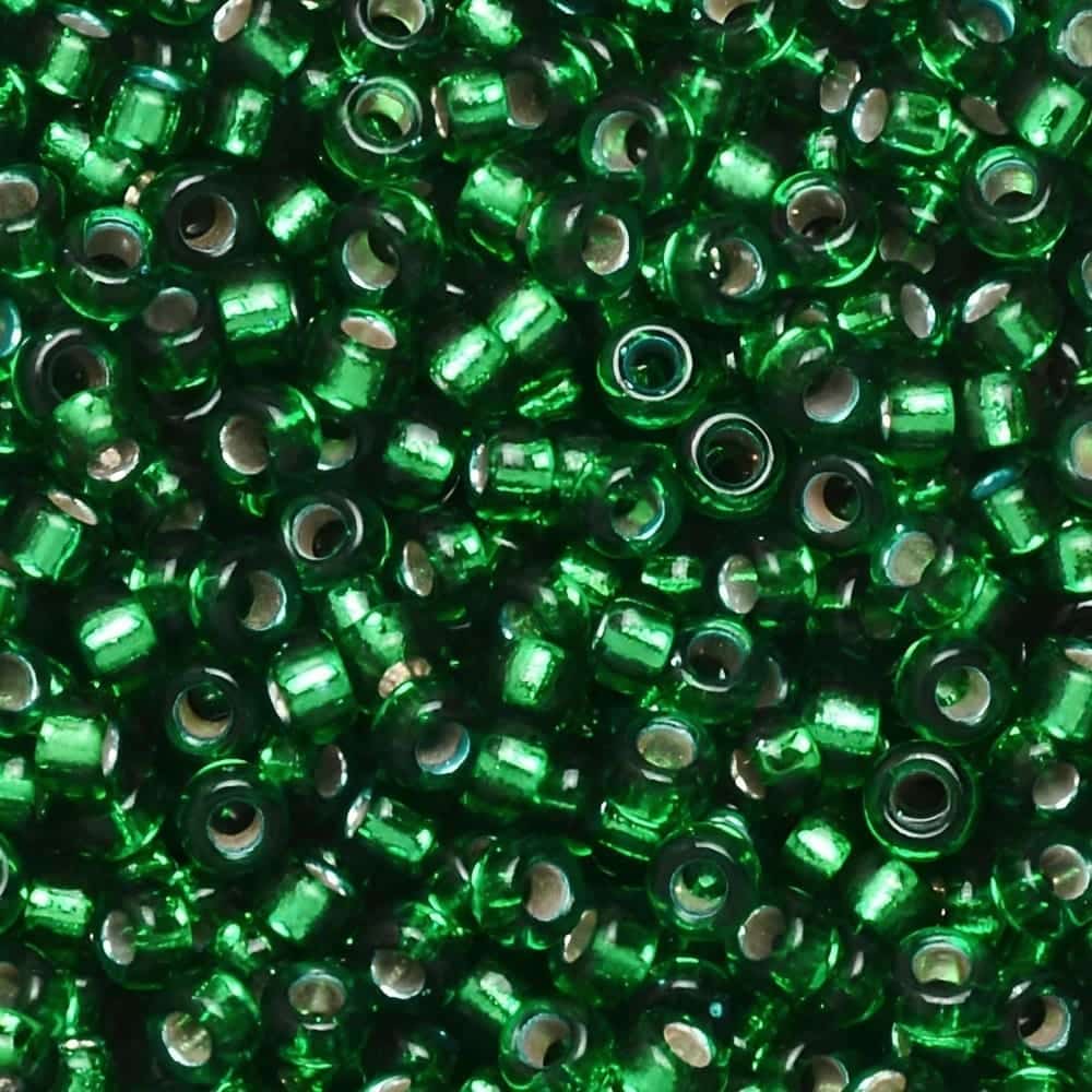 Miyuki Round Seed Beads Size 8/0 Silver Lined Green 22GM