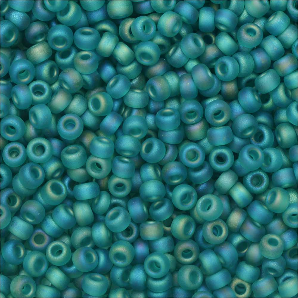 Miyuki Round Seed Beads Size 11/0 Matte Transparent Teal AB 23GM