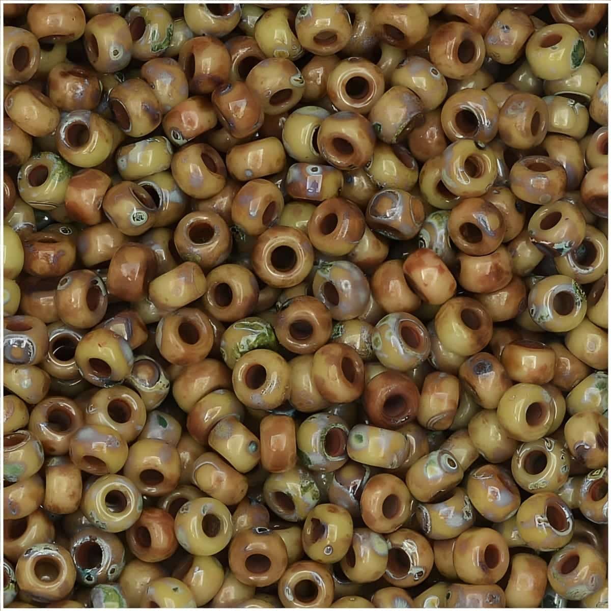 Miyuki Round Seed Beads Size 11/0 Picasso Brown Tan 23GM