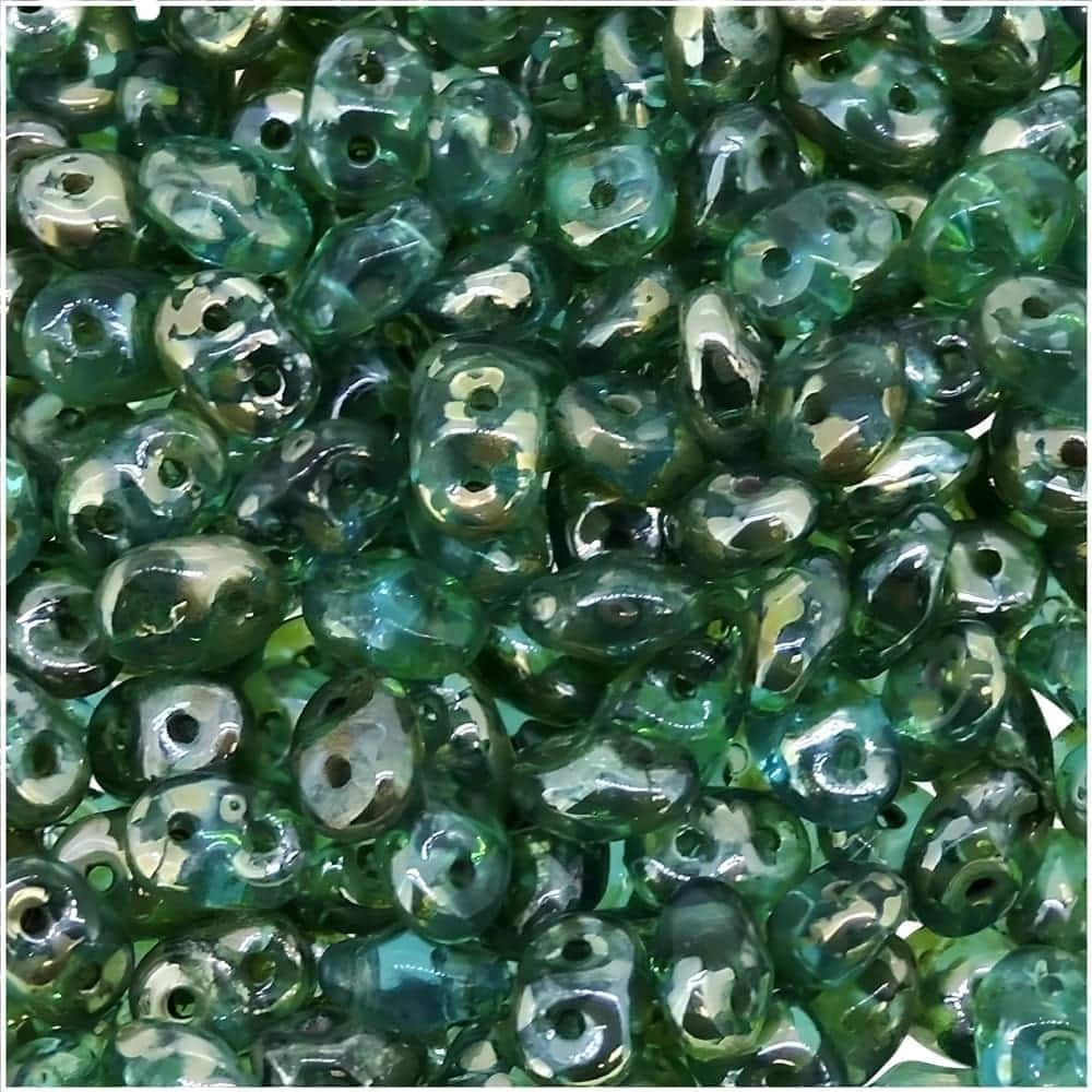 SuperDuo Beads Two-hole 5×2.5mm Aqua Rembrandt 22.5GM