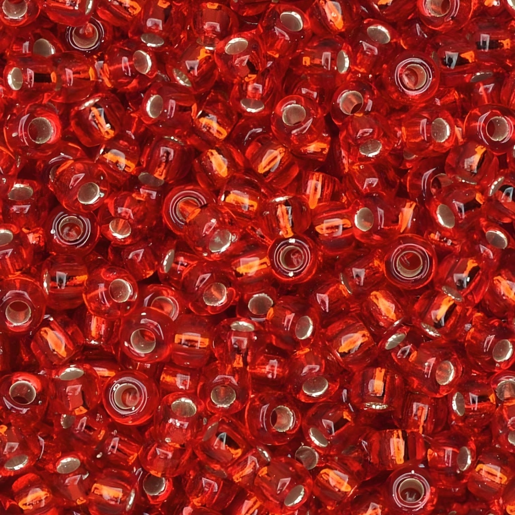 Miyuki Round Seed Beads Size 11/0 Silver Lined Flame Red 24GM