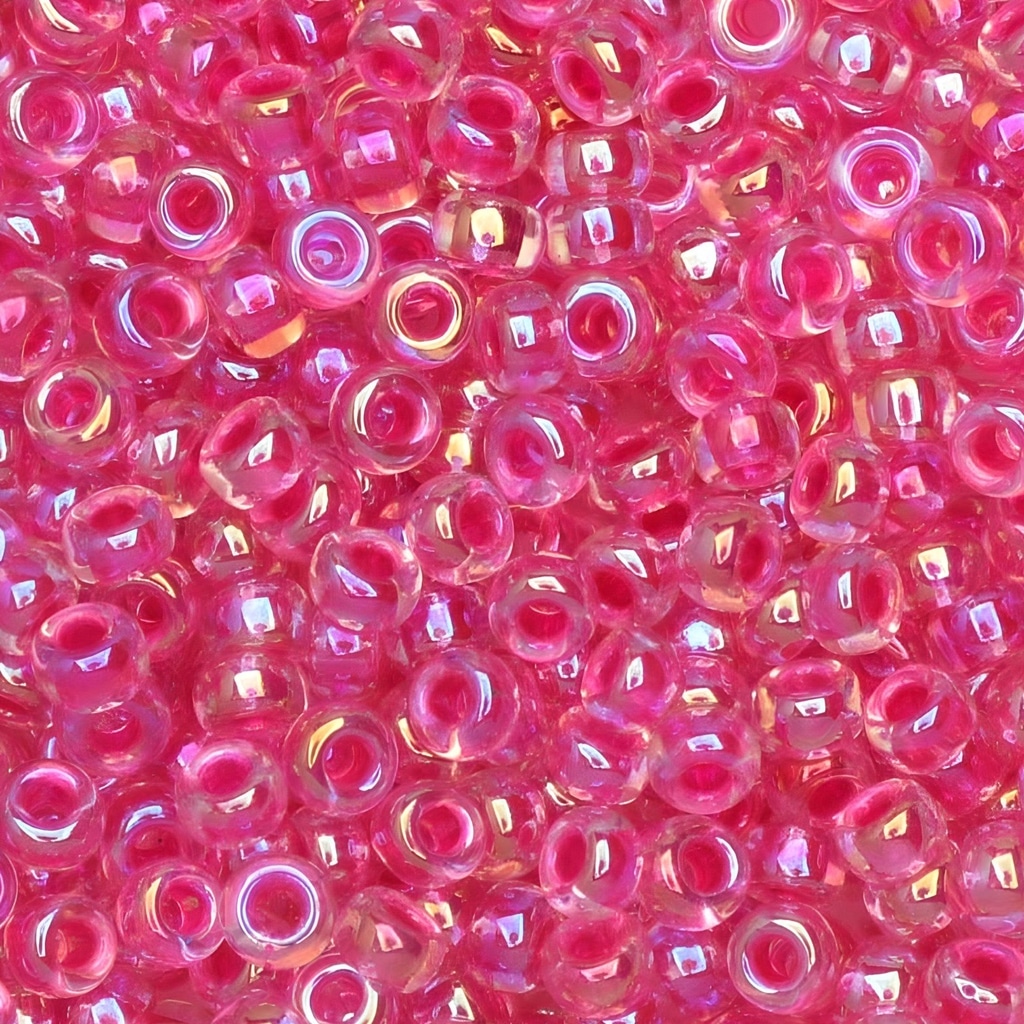 Miyuki Round Seed Beads Size 11/0 Fuchsia Lined Crystal AB 23.5GM