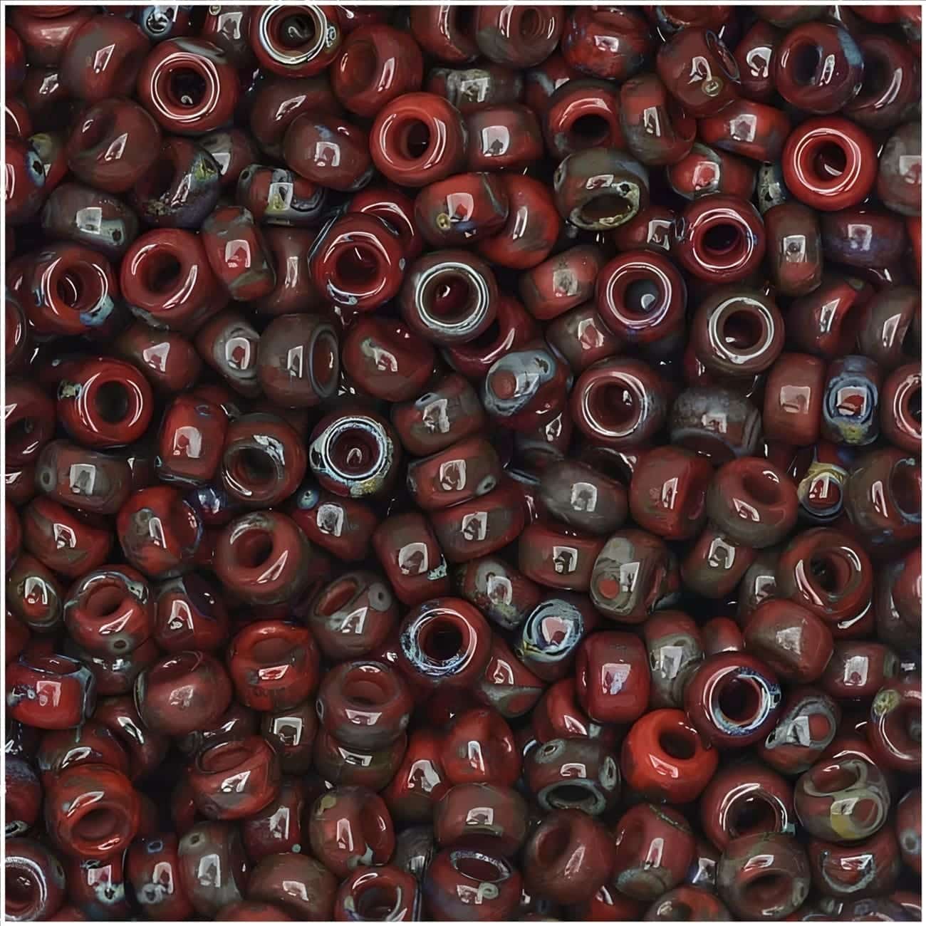 Miyuki Round Seed Beads Size 11/0 Picasso Red Garnet 23GM