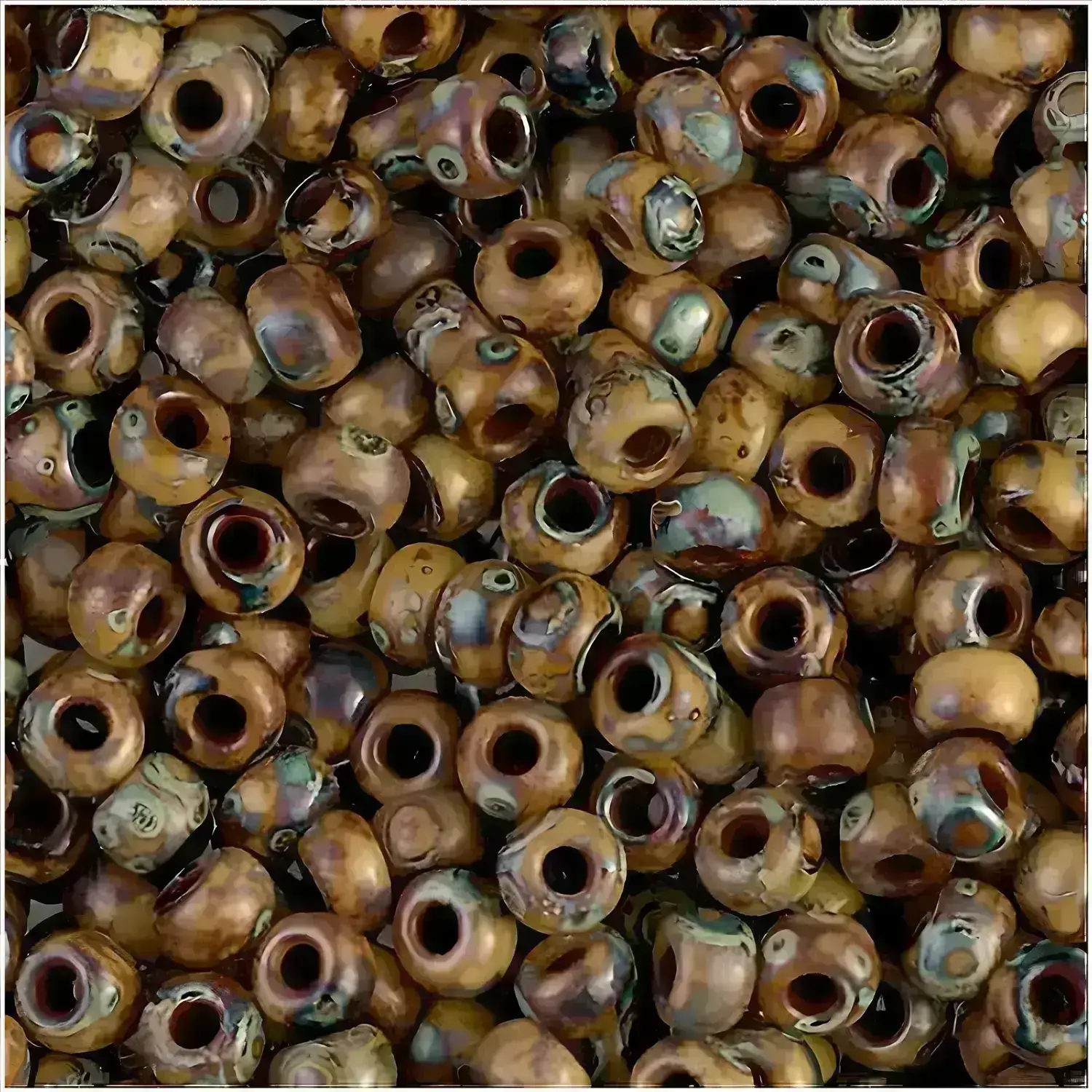 Miyuki Round Seed Beads Size 6/0 Picasso Brown Tan 20GM 6-4517