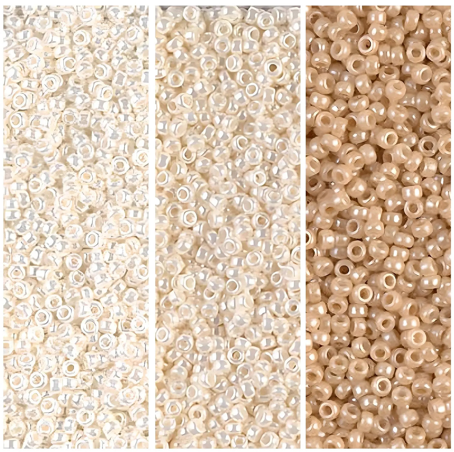Set of 3 Colors 24.6GM Miyuki Round Seed Beads 15/0 Ceylon Pearl, Ivory & Beige