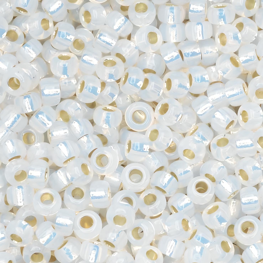 Miyuki Round Seed Beads Size 11/0 Gilt Lined White Opal 24GM