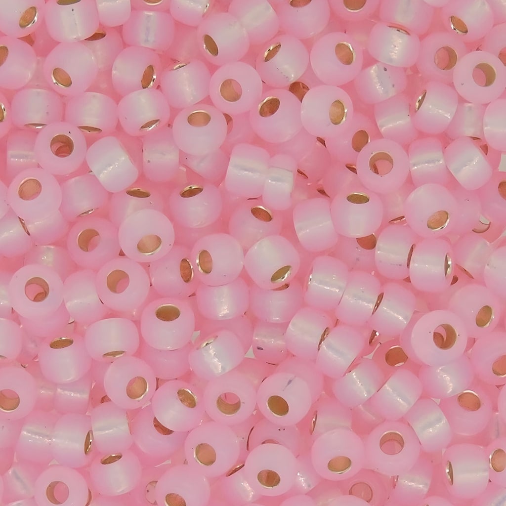 Miyuki Round Seed Beads Size 11/0 Silver-Lined Light Pink Alabaster 24GM