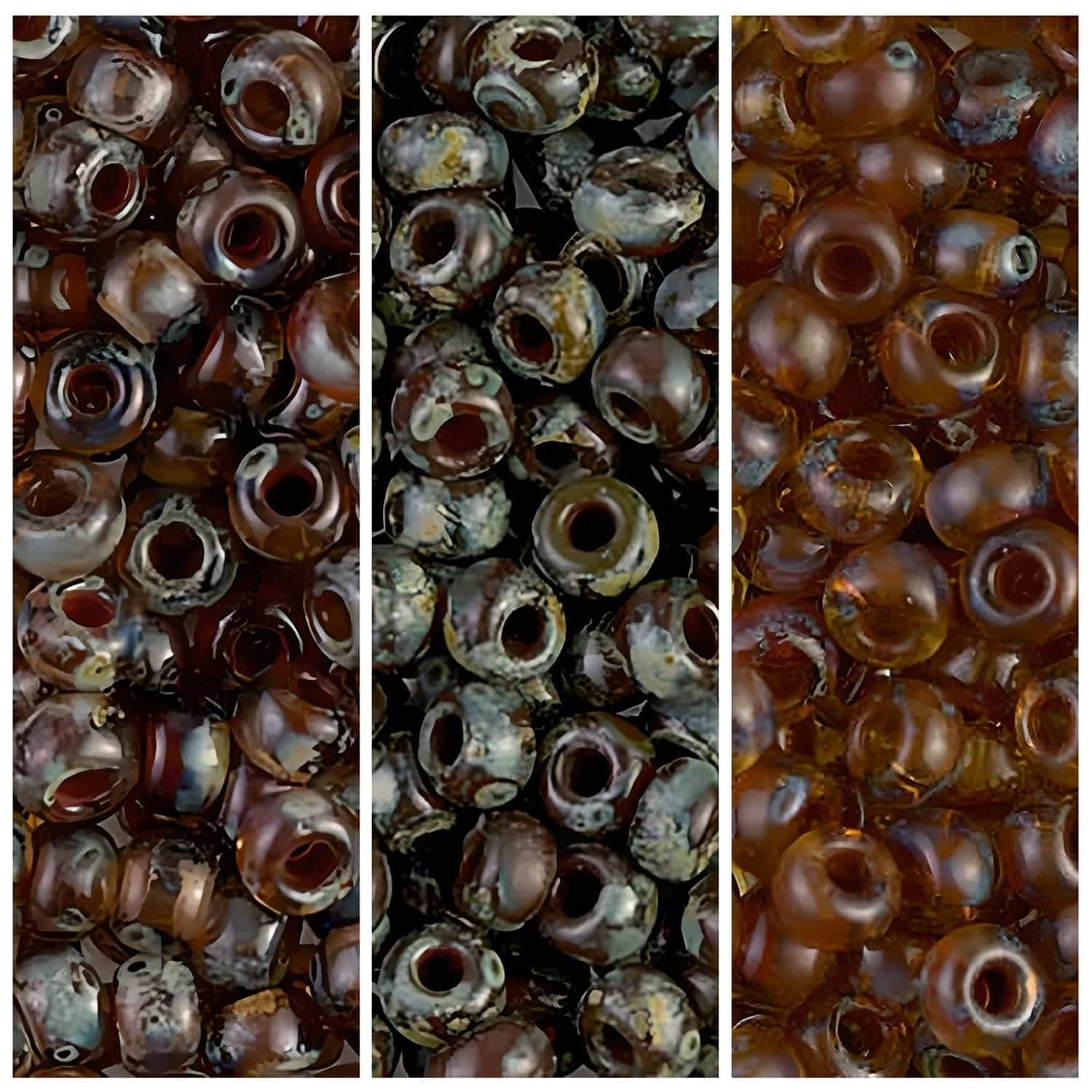 Set of 3 Colors 60GM Miyuki Round Seed Beads Size 6/0 Transparent Picasso Collection