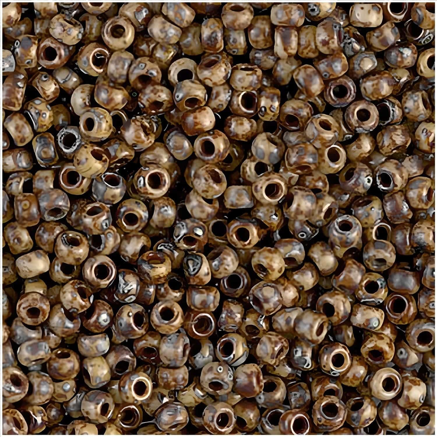 Miyuki Round Seed Beads Size 8/0 Picasso Brown-Tan 22GM