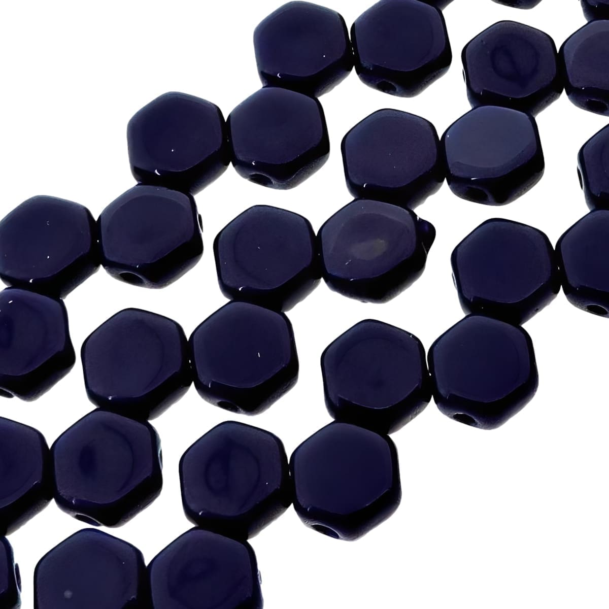 Honeycomb Beads 2-Hole Glass 6mm 30pcs Navy Blue