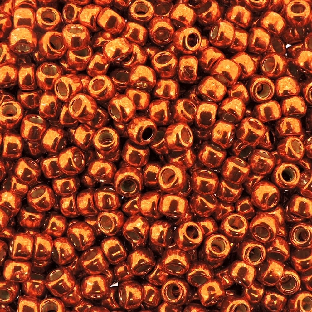 Toho Seed Beads Round Size 8/0 28GM PermaFinish Galvanized Saffron 8-PF562