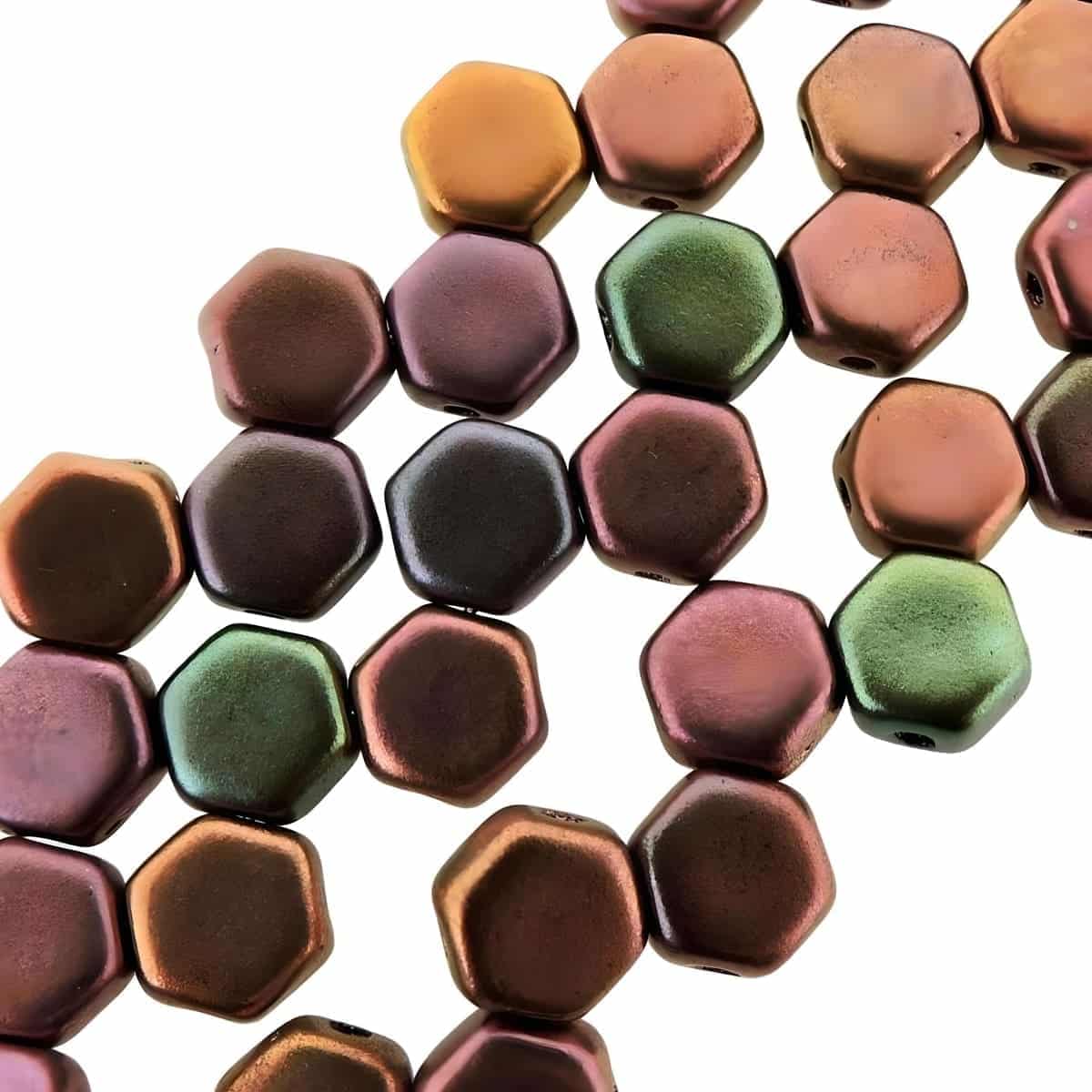 Honeycomb Beads 2-Hole 6mm 30pcs Crystal Violet Rainbow