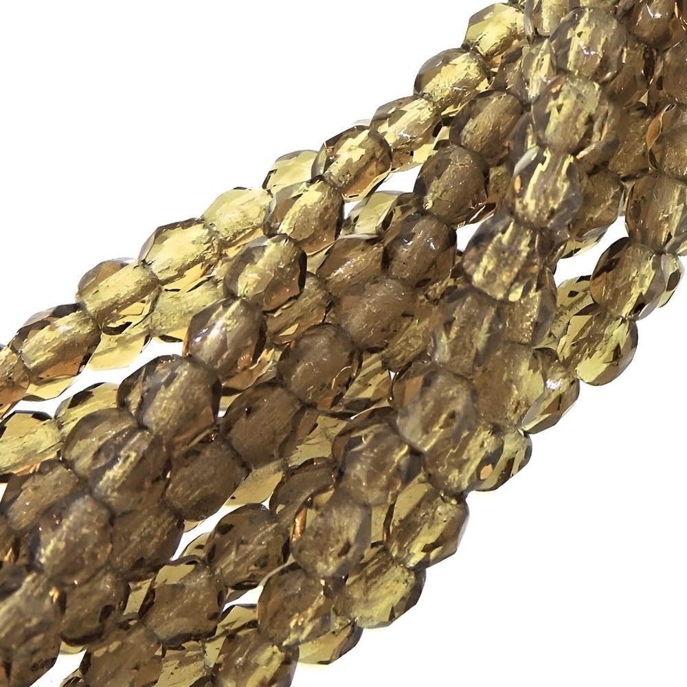 Fire Polished Faceted 3mm Round Beads 50pcs – Smoky Topaz