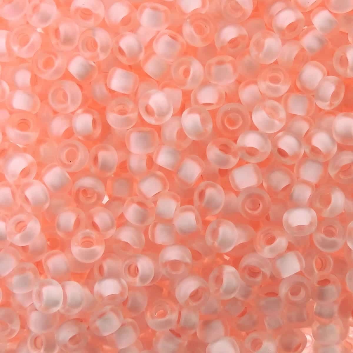 Miyuki Round Seed Beads Size 11/0 Semi-Matte Pale Pink/Crystal