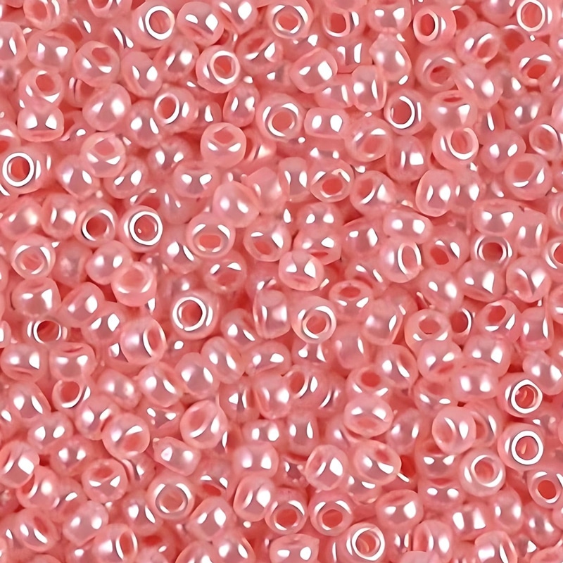 Miyuki Round Seed Beads Size 11/0 Salmon Lined Semi-Matte Opal 24GM