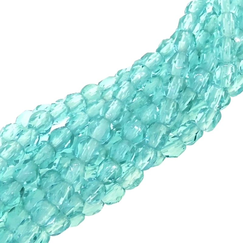 Fire Polished Faceted 3mm Round Beads 50pcs – Light Teal