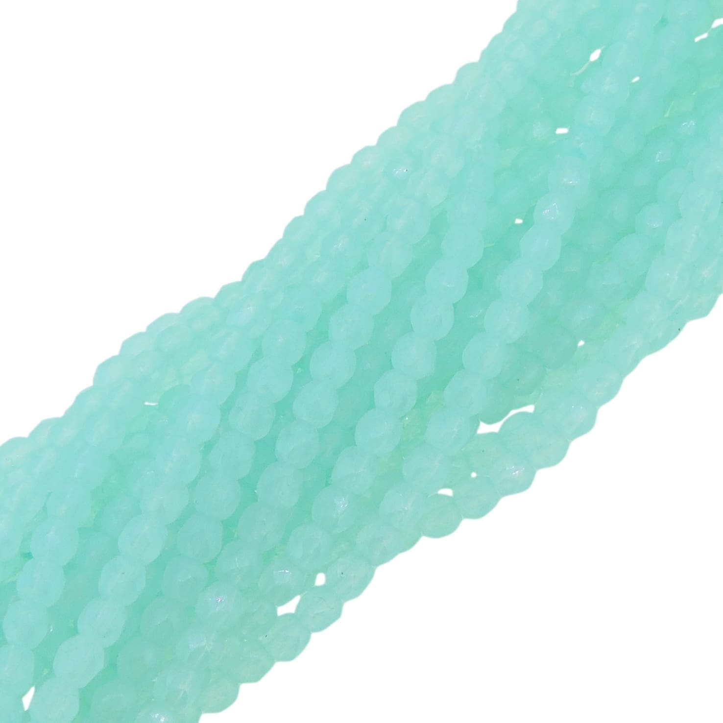 Fire Polished Faceted 3mm Round Beads 50pcs – Milky Aquamarine