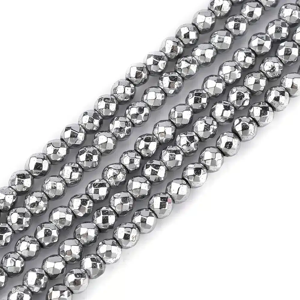 Non-Magnetic Hematite Beads Faceted Round 3mm Silver Appx 136pcs