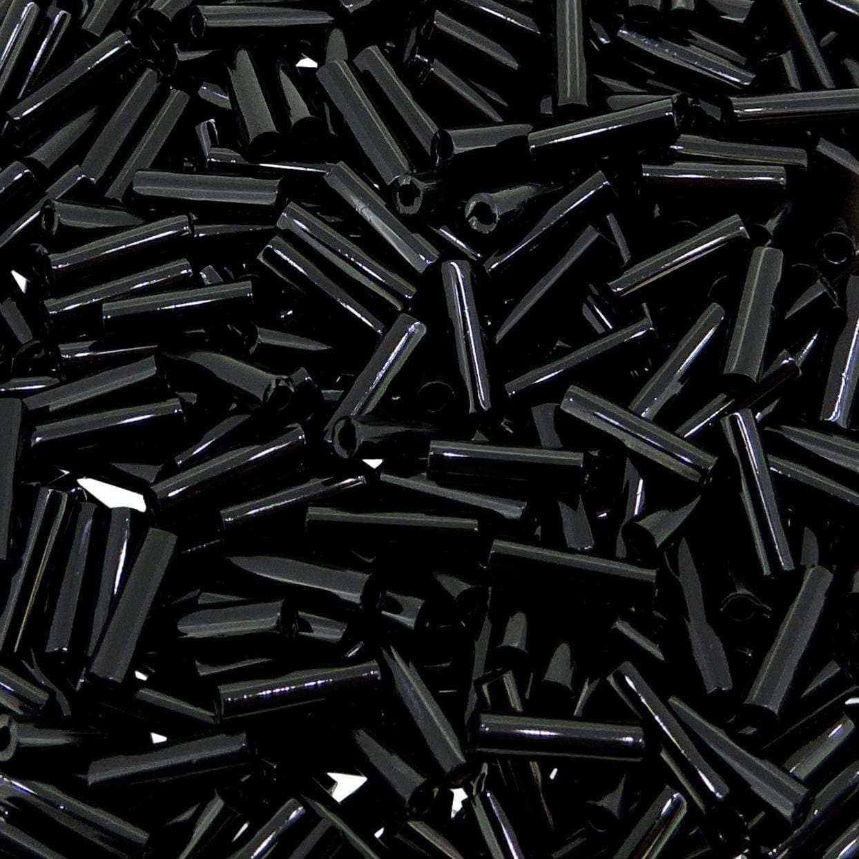 Miyuki Bugle Beads Size #2, 6mm, 17GM Tube, Jet Black