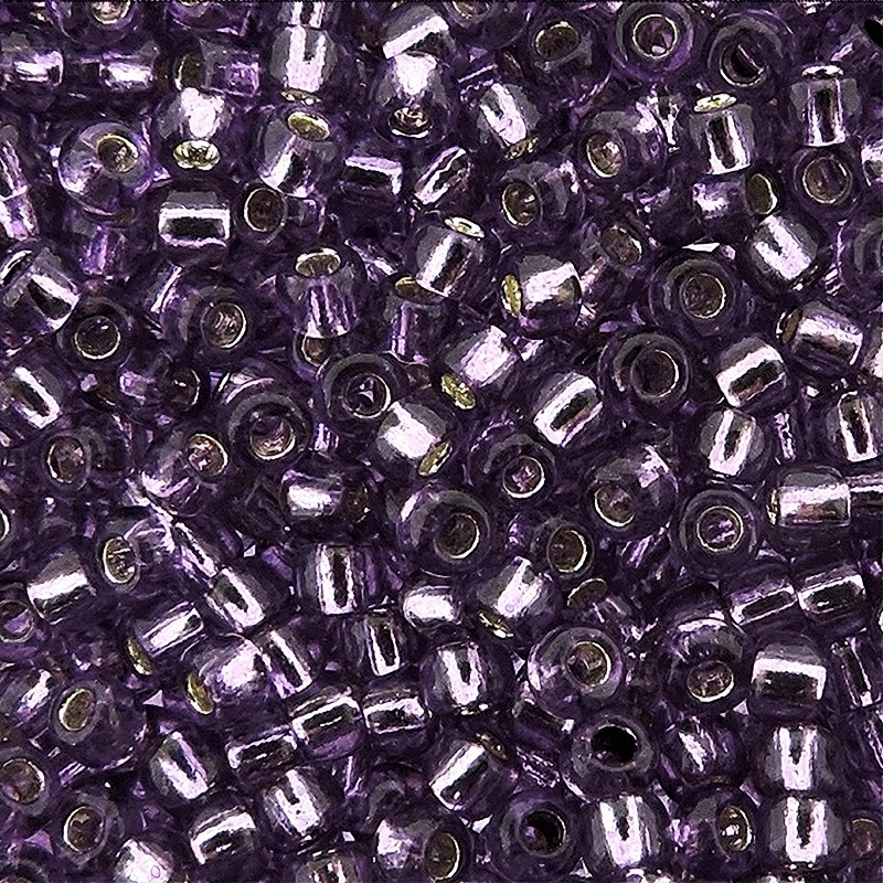 Toho Seed Beads Round Size 11/0 25GM Silver Lined Light Grape