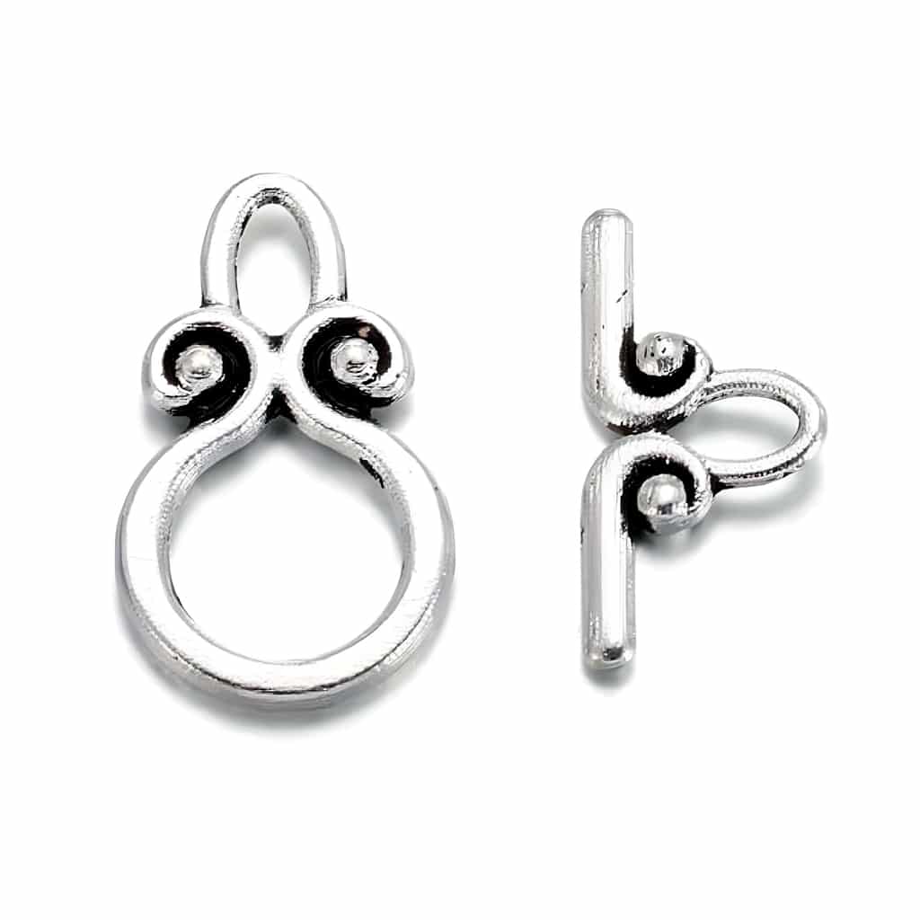 Toggle Clasps T-Bar & Ring Clasps Silver Tone 12mm 20 Sets