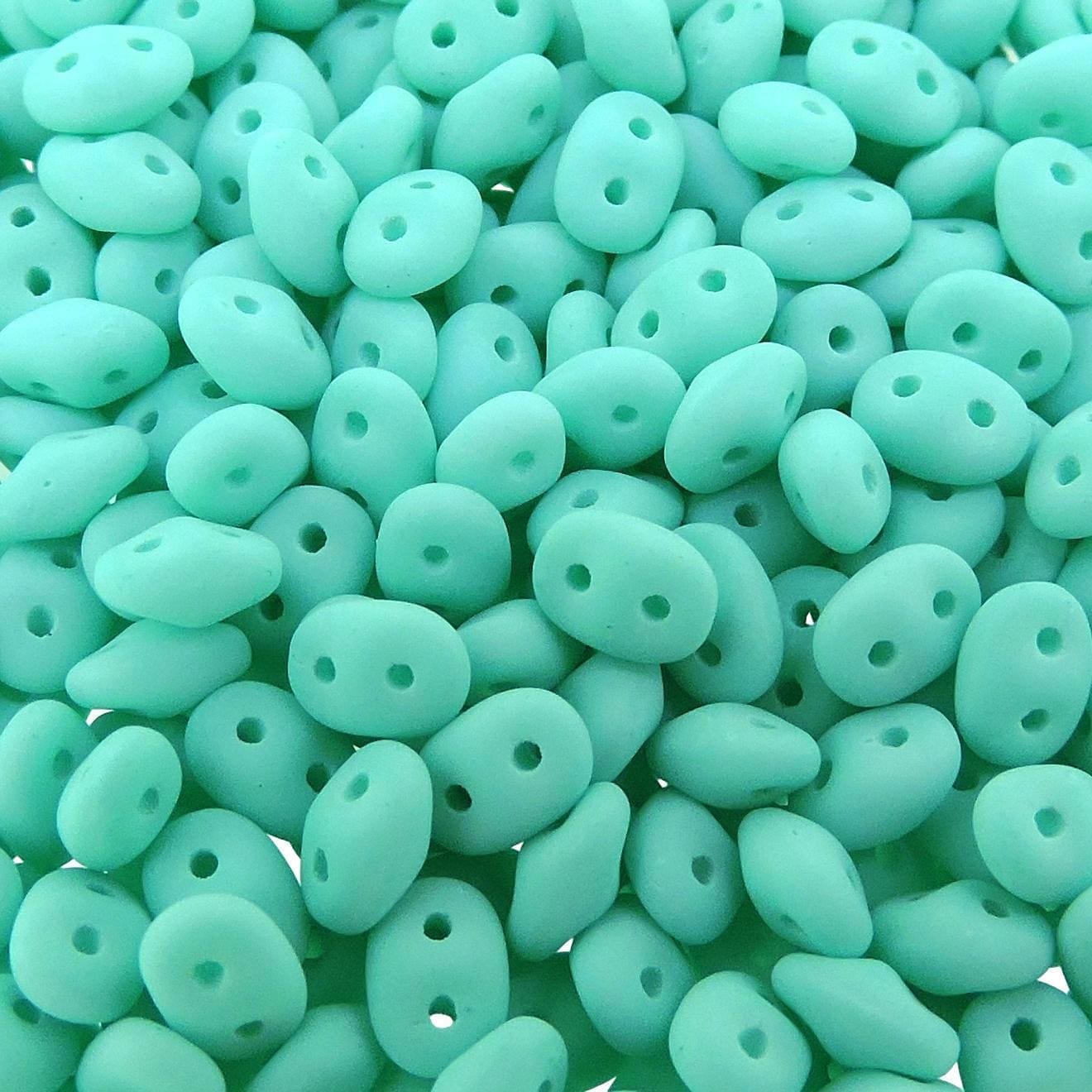 SuperDuo Beads Two-hole 5×2.5mm Bondeli Matte Mint 22GM