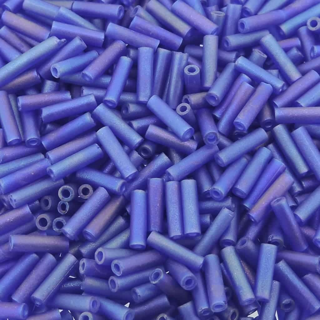 Miyuki Bugle Beads Size #2, 6mm, 17GM Tube Matte Cobalt AB