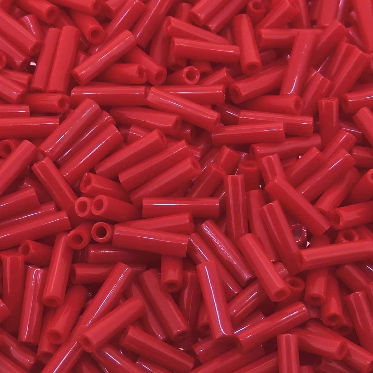 Miyuki Bugle Beads Size #2, 6mm, 17GM Tube, Opaque Red