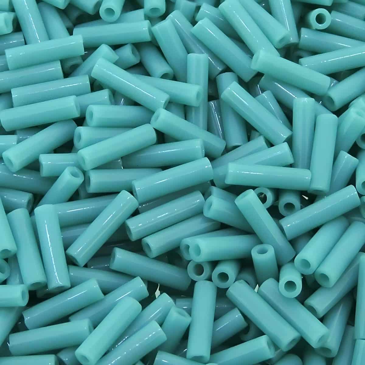 Miyuki Bugle Beads Size #2, 6mm, 17GM Tube, Opaque Turquoise Green