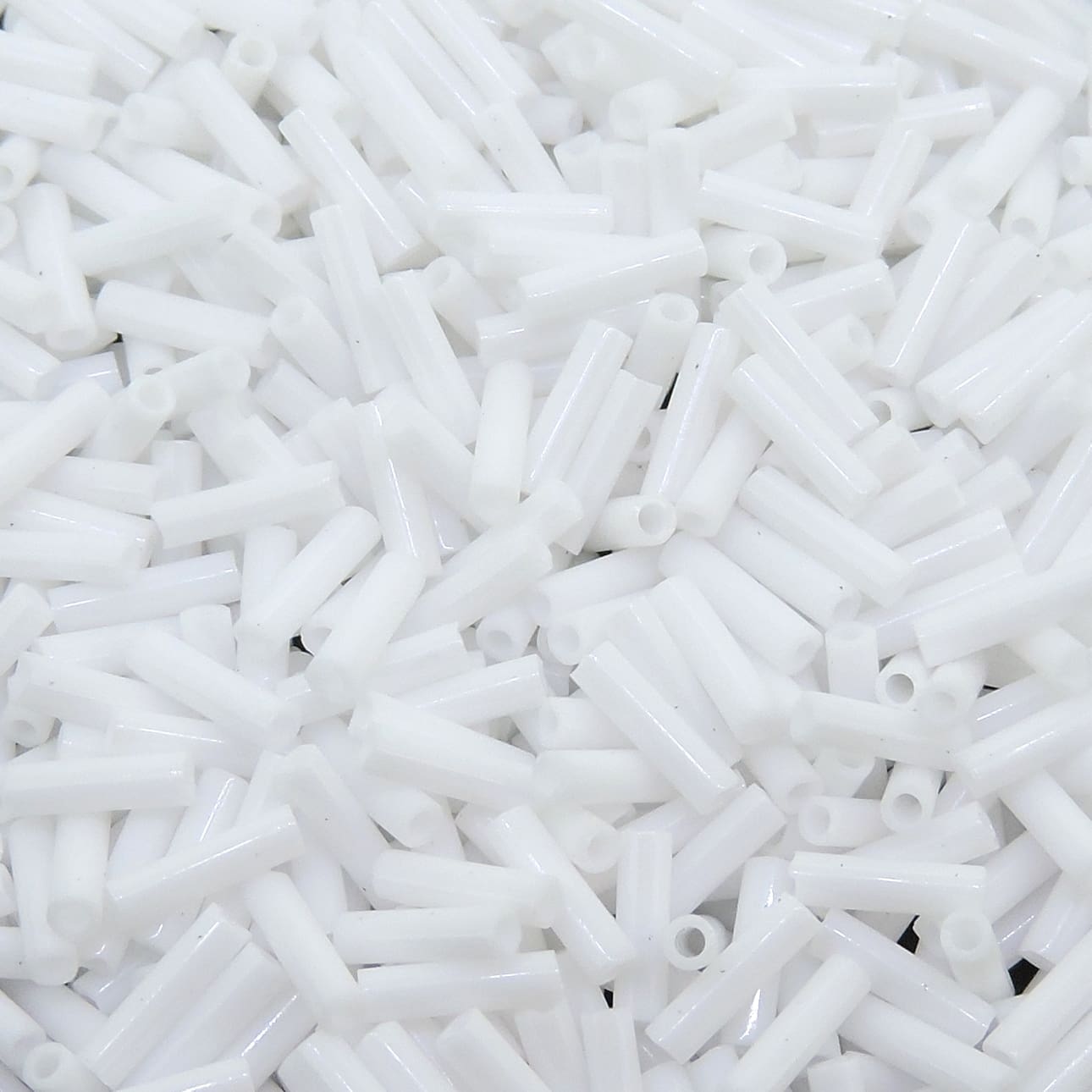 Miyuki Bugle Beads Size #2, 6mm, 17GM Tube Opaque White