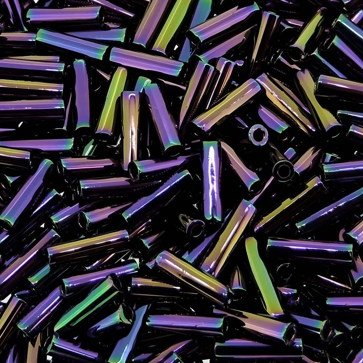 Miyuki Bugle Beads Size #2, 6mm, 17GM Tube, Purple Iris