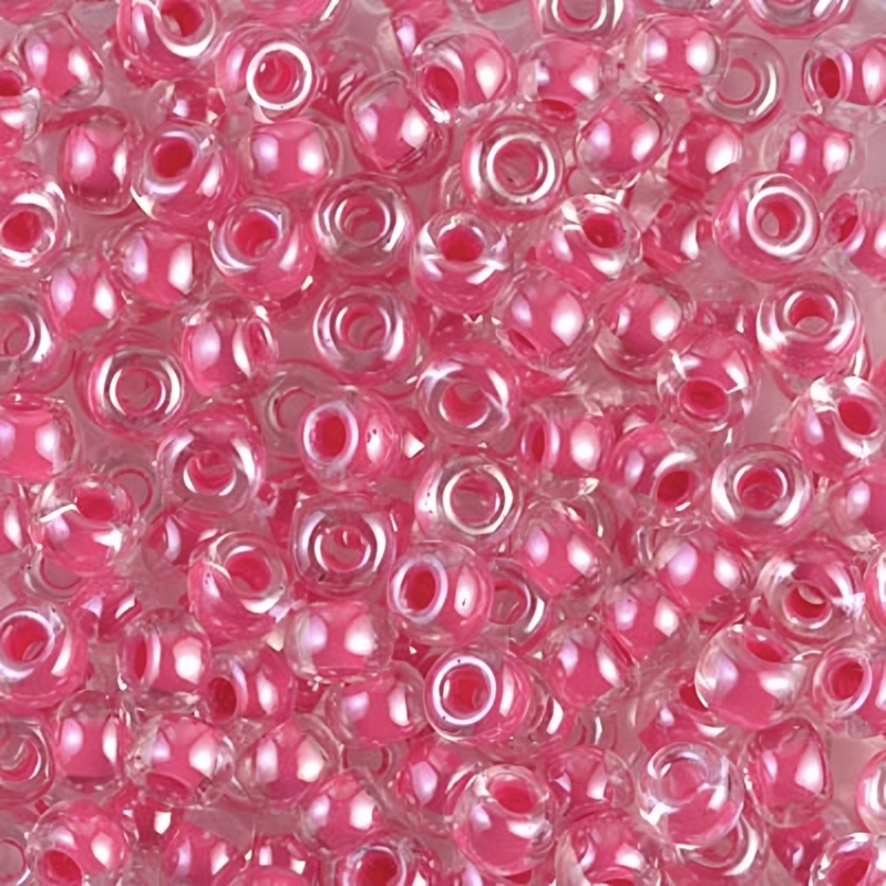 Miyuki Round Seed Beads 6/0 Carnation Pink Lined Crystal 20GM 6-208