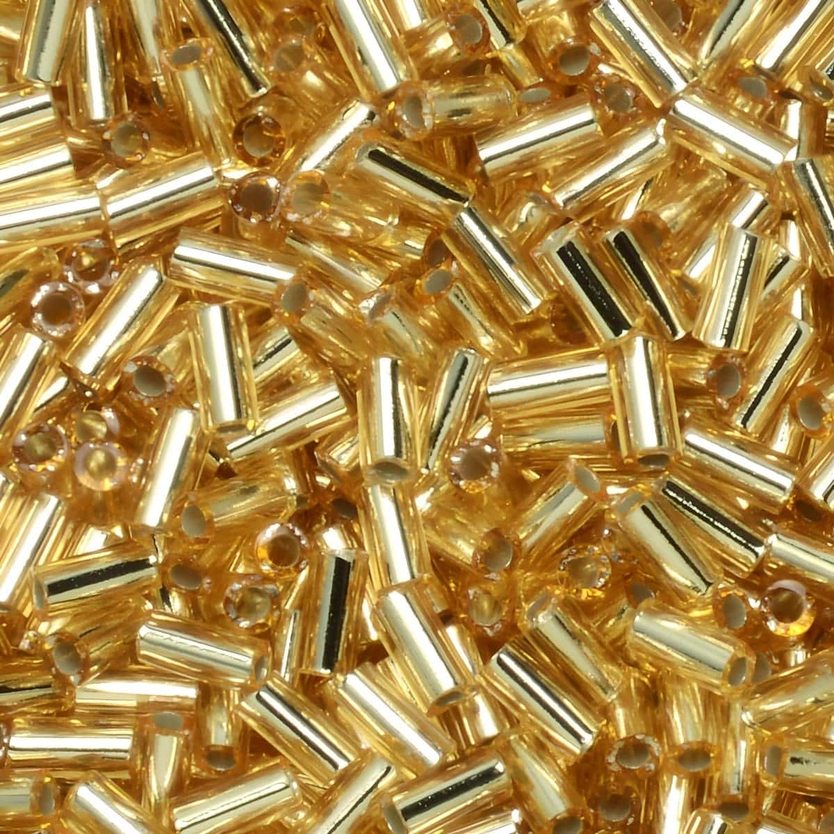 Miyuki Bugle Beads Size #1, 3mm 19.5GM Silver Lined Gold