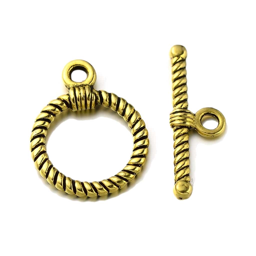 Toggle Clasps T-Bar & Ring Clasps Ant Gold 22mm, 10 Sets