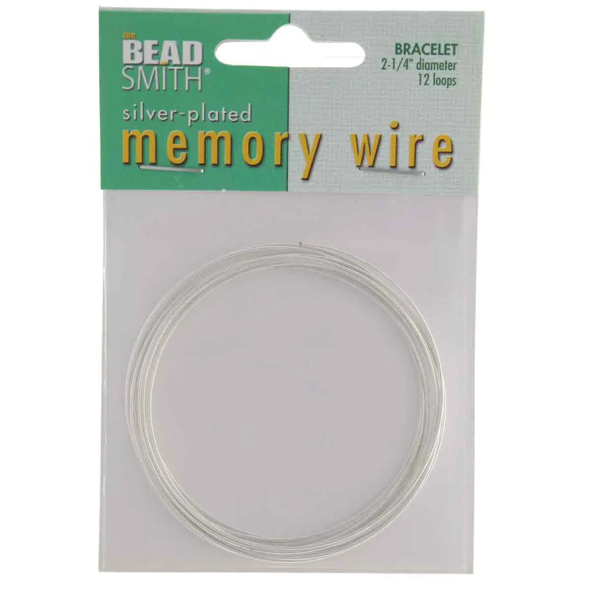 Memory Wire Bracelet Round Medium 2.25″ 12 Loops Silver Plated